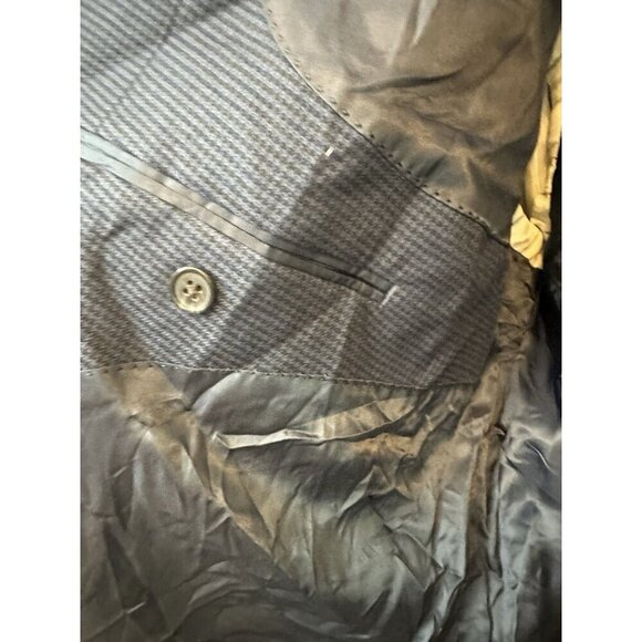 Ralph Lauren Men’s Blazer 50L Navy Houndstooth 2 Button Viscose Blend Lined Big - Picture 3 of 7